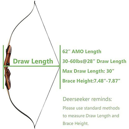 Dseeker Raptor 62" Takedown Recurve Bow Archery for Hunting Targeting Shooting 20-60lb