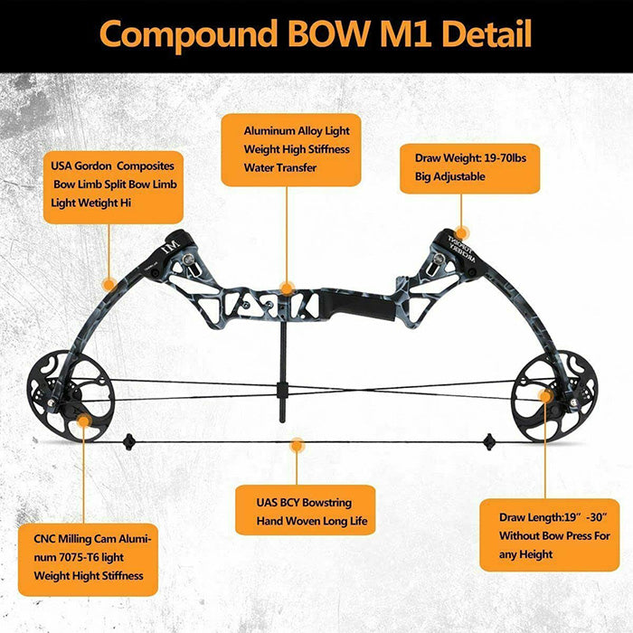 TOPOINT M1 15-70LB COMPOUND BOW Package with Soft Bag