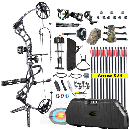 Topoint Trigon 19-30" COMPOUND BOW & ARROW HUNTING TARGET ARCHERY 15-70LBS Bow Case Package