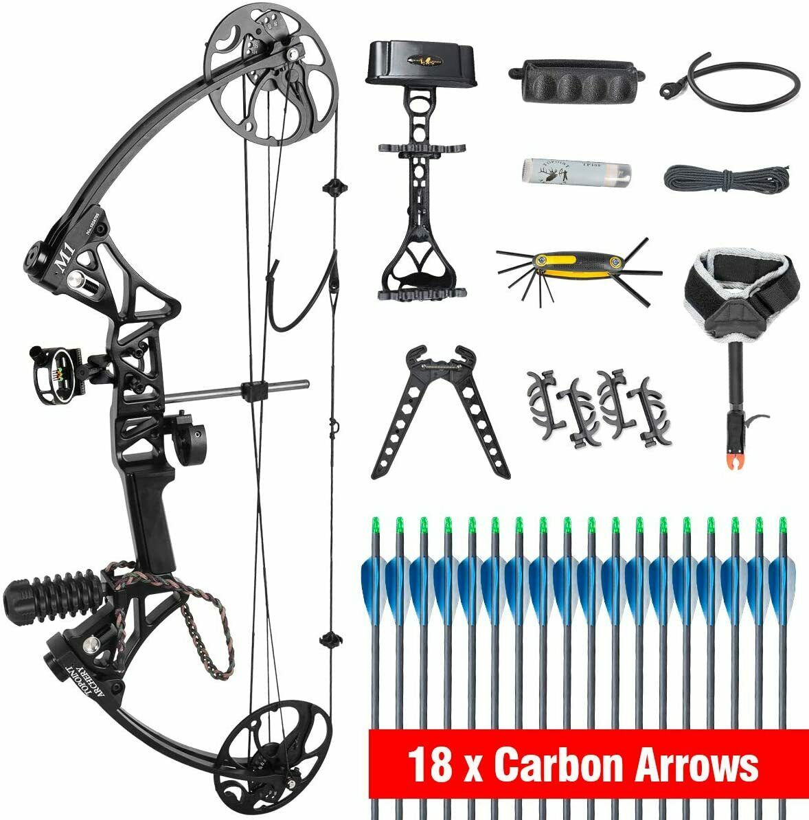 TOPOINT M1 15-70LB COMPOUND BOW & ARROW HUNTING TARGET ARCHERY CNC DUAL CAM